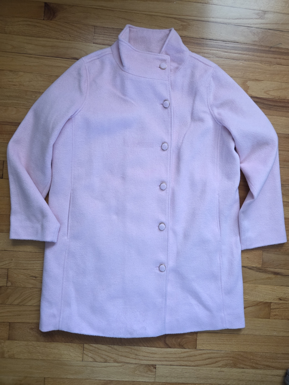 crown & ivy Pale Pink Wool-Blend Stand Collar Pea Coat Size XL